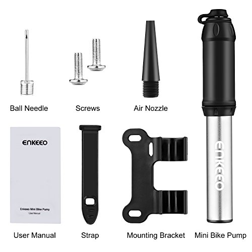 ENKEEO Mini Bike Pump, Portable Pocket Tire Pump Fits Presta & Schrader Valve, for Cycles and Balls, High Pressure 140 Psi, Mount Kit Included - Thumbnail 6