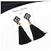Luck Wang Ms. Fashion Bohemian Style Alloy Diamond Tassel Earrings(Black)