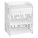 Finether Modern Night Stand Waterproof Wood Plastic Composite End Table Display Bedside Table Furniture Storage Shelf with Removable Drawer for Bedroom and Living Room, White