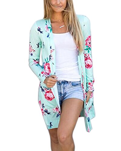 Engood Women's Casual Boho Irregular Long Sleeve Wrap Kimono Cardigans Casual Coverup Coat Tops Autumn Outwear Light Green 2XL