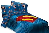 Superman Emblem 4 Piece Reversible Super Soft Luxury Twin Size Comforter Set