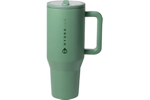 HydroJug Traveler - Modern 40 oz Tumbler with Handle & Simple Flip Straw - Car Cup Holder Friendly, Leak Resistant Water Bottle-Reusable Insulated Stainless Steel & Rubber Base - Gifts for Women & Men