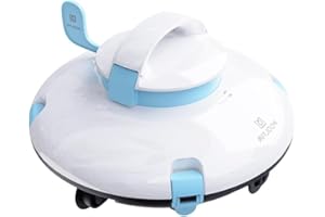 PoolMr Cordless Robotic Pool Cleaner - Above Ground Pool Vacuum - 52 Ft/Min Speed, Dual-Motor, IPX8 Waterproof, Self-Parking, Ideal for Flat Swimming Pools, Azure Model2 (Updated Version)