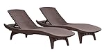 Keter Pacific 2-Pack All-weather Adjustable Outdoor Patio Chaise Lounge Furniture, Brown