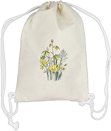 Backpack Drawstring Canvas Albuca Gagae Beautiful Vintage Flowers BaiGrid