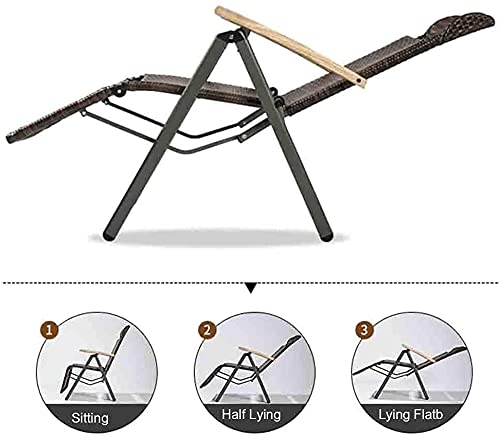 Liegestuhl Sonnenliege Gartenliege Lounge Sessel Klappbarer Innen-Sonnenliegen im Innenbereich Wicker Rattan… – Bild 6