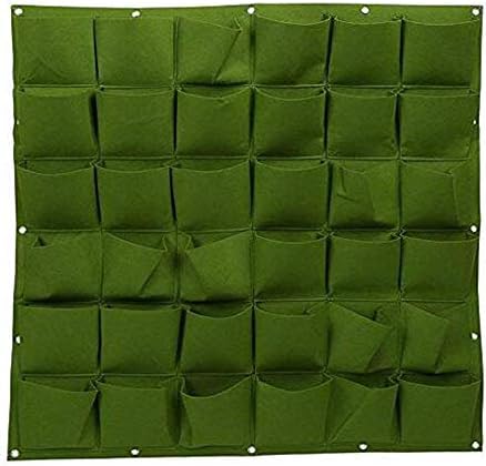 Ankamal Elec Vertical Wall Garden Planter 9/12/18/36/49/64/72/25 Pockets Black Green Planting Flower Greening Bag Hanging Pouch Grow Bags for Outdoor Indoor Yard (36 pockets (100 * 100), green)