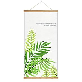Hanging Poster NO Magnetic Wooden Framed, Green Life Quote Home Wall Canvas Prints Decoration Ready to Hang - 18"x36"