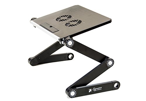 Portable Adjustable Aluminum Laptop Desk/Stand/Table Vented
Notebook-Macbook-Ultra Light Weight Ergonomic TV Bed Large Lap Tray
Stand Up/Sitting-Black