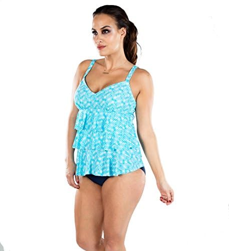 Fantasy Figure Plus Size Womens Concealing Ruffle Tankini Top