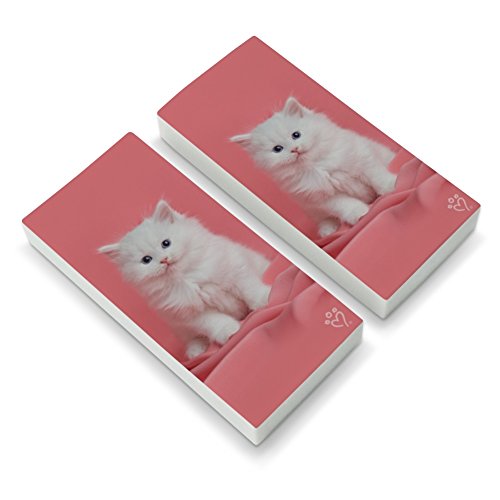 Persian Cat White Kitten on Fuchsia Eraser Set of 2