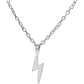 Lightning Bolt Necklace Vintage Antique Stainless Steel Lightning Bolt Pendant Necklace for Men Women Thunder Minimalist Pendant Thunder Pendant Chain Unisex Jewelry