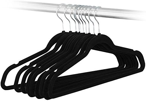 SsMook 120PC Slim Space Saving- Stronger- Non-slip- Premium Quality- Velvet Velour- Black Hangers 17.7", 18"