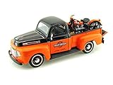 1948 Ford F1 Harley Davidson Truck 1/25 & 1948 Knucklehead Motorcycle Black Over Orange