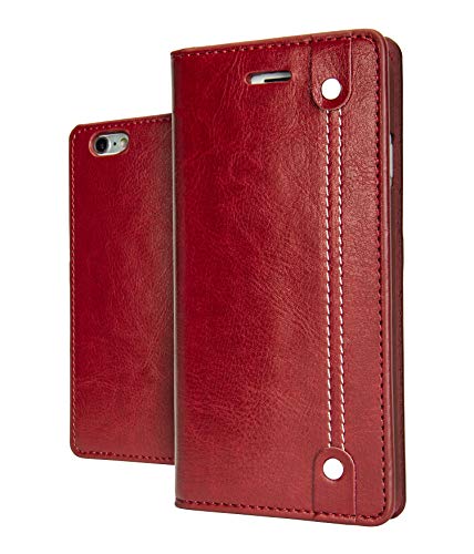DWBCases iPhone 6 & 6s Wallet Case | Folio Flip Book Design with Strong Magnetic Closure & Leather Protective Cover | Lightweight Card & Money Holder | Includes Microfiber Cleaning Cloth | (Red)