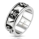 STR-0044 Stainless Steel Skull and Pyramid Combination Cast Band Ring; Comes With Free Gift Box (11)
