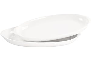 jinsongdafa 9.5 x 6 Inch Oval Au Gratin Baking Dishes, Set of 2, Porcelain Baking pan Oven Safe, Roasting Lasagna Pans, for C