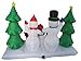 8 Foot Long Inflatable Snowmen Family w/ Pet Penguin Around Christmas Trees