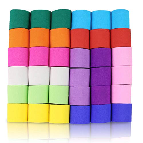 Koogel 36 Pcs Rainbow Streamers,12 Colours Paper Streamers Crepe Paper Streamers Streamer Paper Roll Each Color 147Ft Long for Party Decoration Party Family Gathering Graduation Ceremony Cinco De Mayo