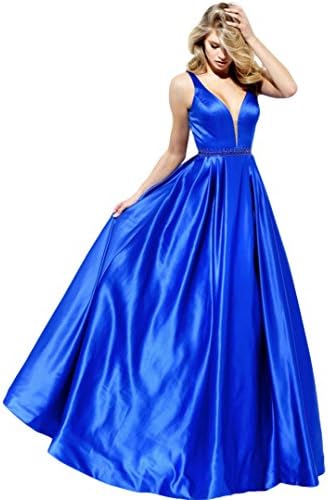 Trendlly Black Friday Sleeveless Prom Dresses With Slit And Applique Tulle Size 6 US Dark Royal Blue