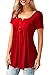 Womens Tops and Blouses Short Sleeve Tunics Plus Size Summer Shirts Red XXL