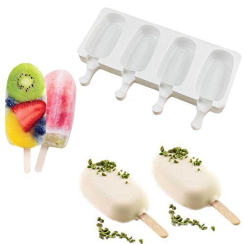 Ice Cream Popsicle Mold,AutumnFall 1PC Silicone Ice Cream Mold Ice Lolly Molds Ice Cube With Sticks Tray Ice Froze (white)