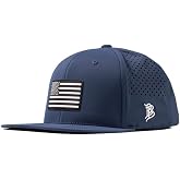 Branded Bills Vintage Old Glory PVC Flat Performance Hat for Men | Flat Bill Snapback Baseball Cap for Golf and Everyday Wear