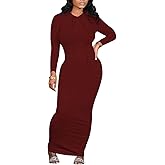 Women's Maxi Dress Sexy Bodycon Long Sleeve Pullover Hoodie Casual Slim Sweatshirt