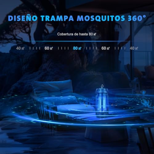 Anti-Mosquito Lamp, 20W UV Electric Mosquito Killer, Indoor Outdoor Mosquito Lamp, IPX4 Waterproof, Suitable for Gardens, Living Rooms, Camping Etc., 1.5 m Cable