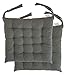 Cottone 100% Cotton Chair Pads w/Ties (Set of 2) | 16” x 15” Square | Extra-Comfortable & Soft Seat Cushions | Ergonomic Pillows for Rocking, Dining, Patio, Camping, Kitchen Chairs & More, Grey