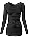 H2H Womens Long Sleeve Comfy Loose Fit Long Top Tee with Button Details Black US 2XL/Asia 2XL (CWTTL0175)