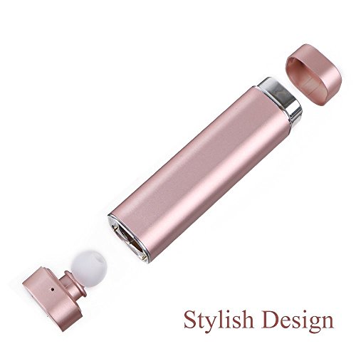 2 in 1 Mini Bluetooth Earpiece,V 4.1 Lipstick-Sized Portable In-Ear CVC 6.0 Noise Cancelling Hands-free Bluetooth Earphone with 900Amh Intelligent Power Bank