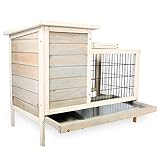 Scurrty Wooden Rabbit Hutch for Outdoor Indoor with 2 Story Bunny Cage Pet House for Guinea Pig Chick Hamster