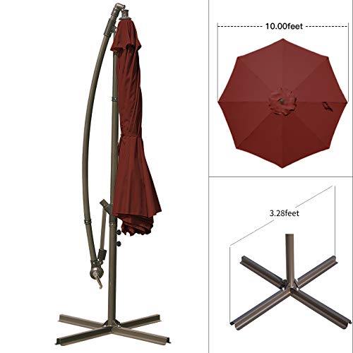 VEGOND Offset Patio Umbrella 10FT Cantilever Umbrella Outdoor Market Umbrella Hanging Umbrella