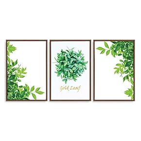 3 Piece Framed Canvas Wall Art for Living Room, Bedroom Green Plants Theme Canvas Prints for Home Decoration Ready to Hang - 16"x24"x3 Panels