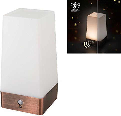 Brighome Wireless Motion Sensor LED Night Light 3 Modes Battery Powered LED Table Lamp,Sensitive Lights Stairway Bedroom/Bathroom Hallway Emergency Camping Lamp For Kids Nursery Child House (Square)
