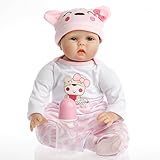 SanyDoll Reborn Doll Baby Newborn Doll 22inch 55cm Magnetic Lifelike Cute Lovely Baby Pink Birthday Gift