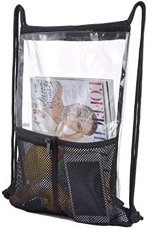 Clear Drawstring Backpack string bag see through transparent stadium approved Gym Dackpack