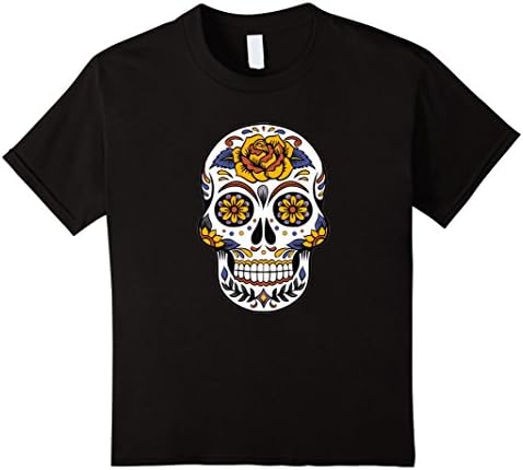 Kids Awesome Sugar Skull T shirt 8 Black