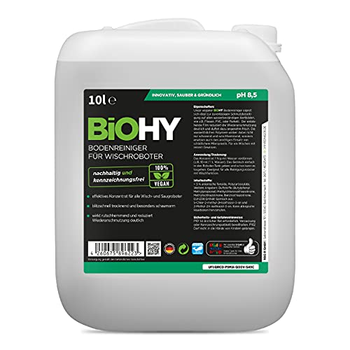 BiOHY Bodenreiniger für Wischroboter (10 Liter Kanister) | Reinigungsmittel Konzentrat für alle Wisch & Saugroboter mit Nass-Funktion | Schaumarm & St