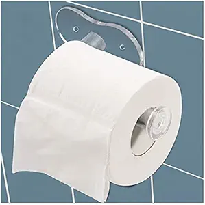 Toilet Paper Holder Adhesive 2 Ways Installation, Clear Look Tissue Paper Wall Holder No Drilling