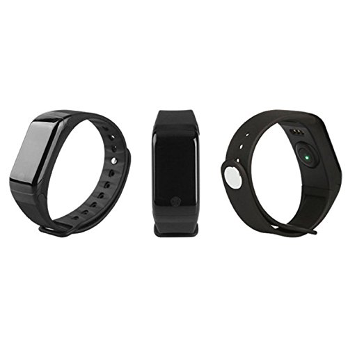 Owill Blood Oxygen Pressure Heart Rate Monitor Running Jogging Pedometer Waterproof Smart Watch Band Bracelet (Black)