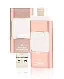 128GB iPhone USB Flash Drive, iOS Memory Stick, iPad External Storage Expansion for iOS Android PC Laptops (Rose Gold)