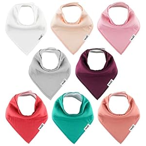 Meerdif Baby Bandana Drool Bibs 8 Pack Solid Organic Cotton Baby Bibs for Girls, Boys, Unisex – Plain Colors