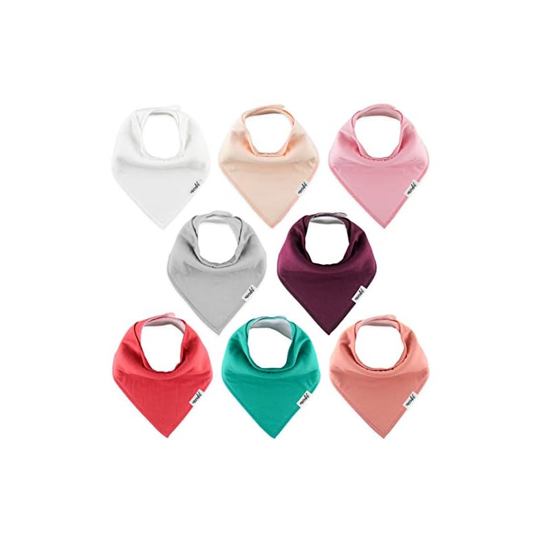 Meerdif Baby Bandana Drool Bibs 8 Pack Solid Organic Cotton Baby Bibs for Girls, Boys, Unisex – Plain Colors