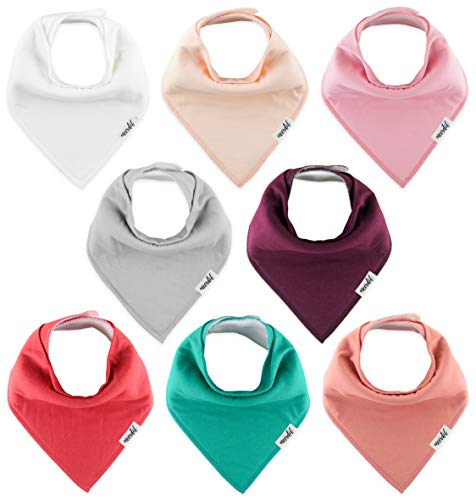 Meerdif Baby Bandana Drool Bibs 8 Pack Solid Organic Cotton Baby Bibs for Girls, Boys, Unisex – Plain Colors