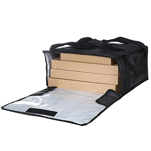 Polyester Insulated Pizza / Food Delivery Bag Professional Pizza Delivery Bag 18â€Ã—18â€œÃ—8â€ for Three 16" Pizza Boxes (Black)