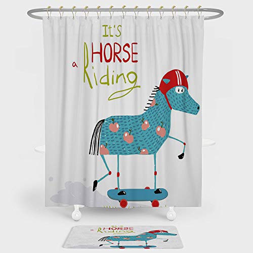 iPrint Quirky Decor Shower Curtain And Floor Mat Combination