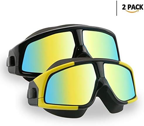 Aquior Swim Goggles, Streamlined Design Glass Leakproof Anti Fog UV Protection with Soft Silicone Nose Bride, Sport Goggles, Swimming Glass for Adult Youth Men Women