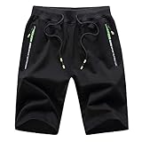 Tansozer Men's Casual Shorts Elastic Waist Comfy Workout Shorts Drawstring with Zipper Pockets